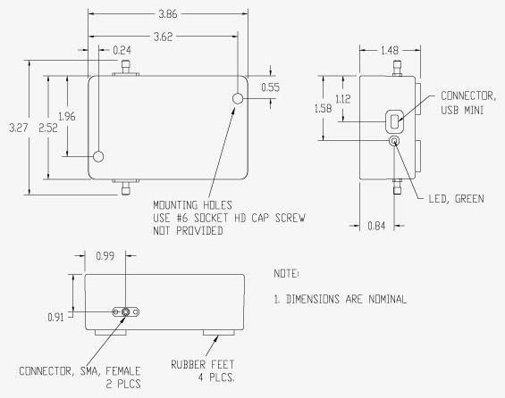 Vaunix Digital Attenuator Mechanical Drawing